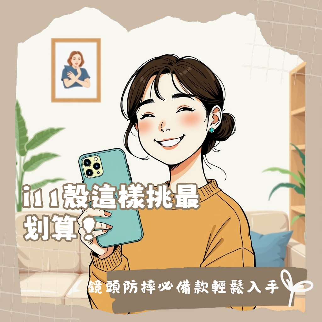 iPhone 11手機殼選購指南，涵蓋鏡頭保護、防摔推薦與平價CP值考量。圖示多款手機殼與iPhone 11搭配。