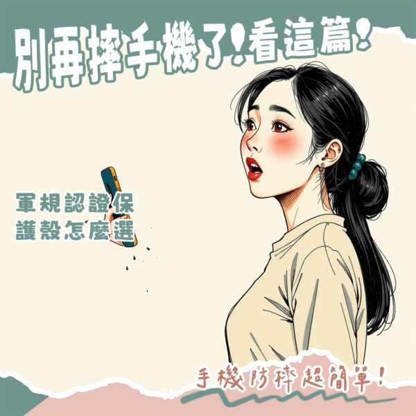 一支螢幕裂開的手機與一支安裝防摔手機殼的手機對比,展現防摔手機的重要性與多種保護方案