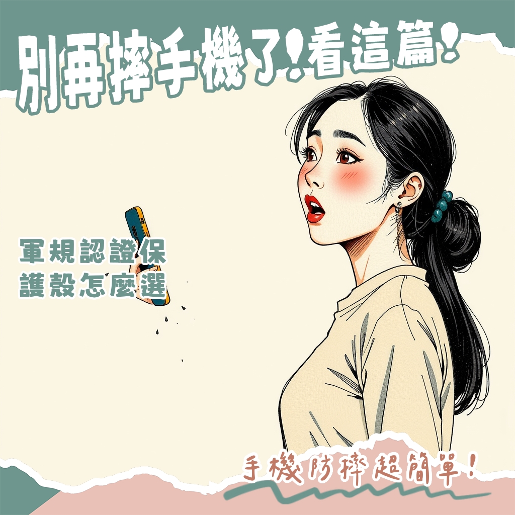 一支螢幕裂開的手機與一支安裝防摔手機殼的手機對比，展現防摔手機的重要性與多種保護方案