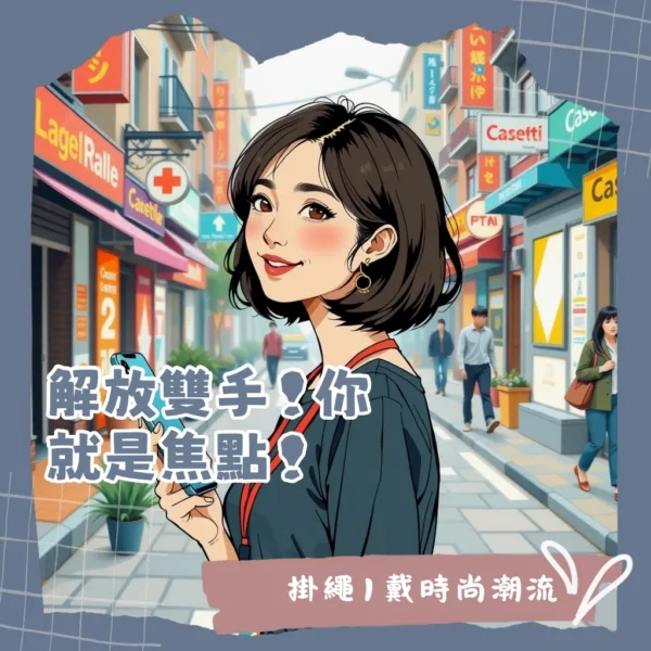 CASETiFY手機掛繩搭配各式手機殼，展現多元風格與便捷通用掛繩卡安裝特色。