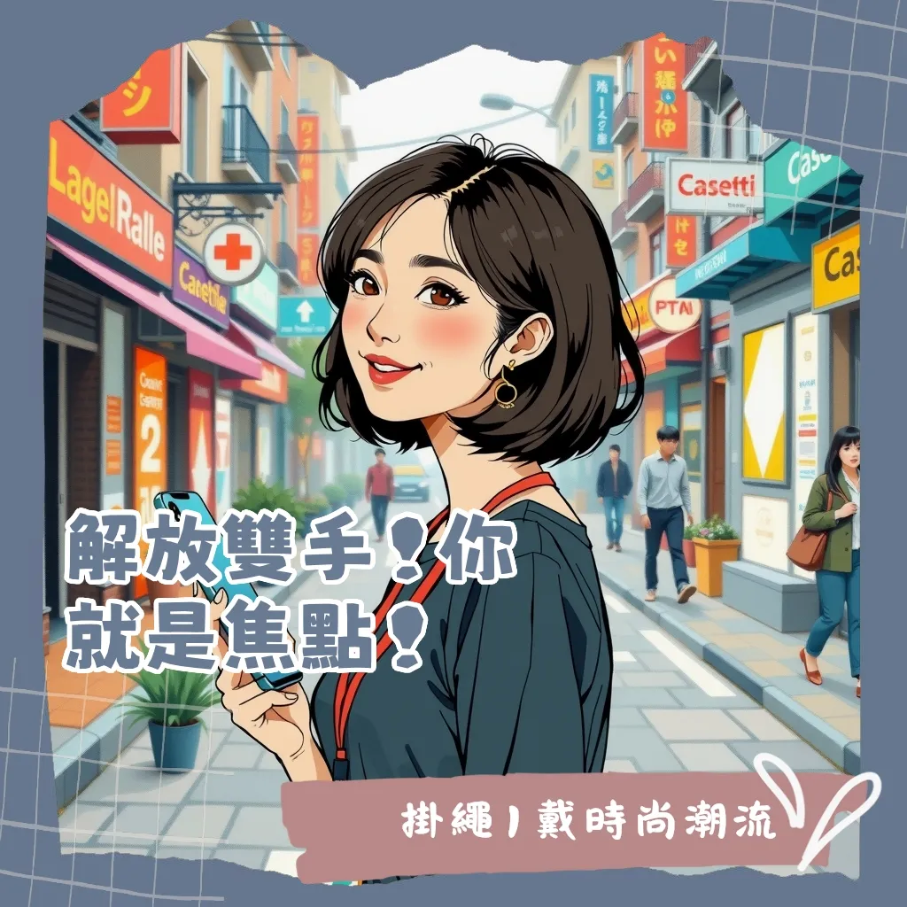 CASETiFY手機掛繩搭配各式手機殼，展現多元風格與便捷通用掛繩卡安裝特色。