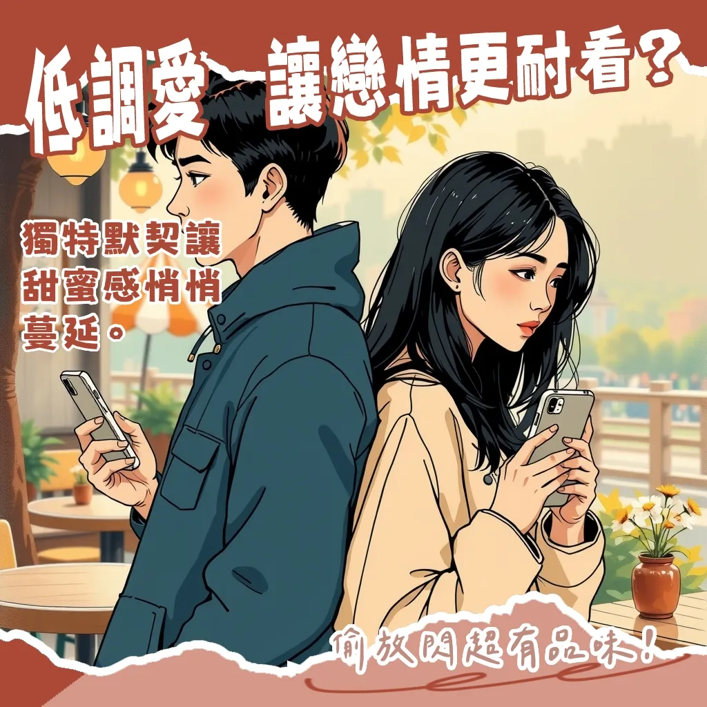 低調情侶手機殼設計範例,包含互補色、拼接圖案與客製化姓名縮寫,展現情侶品味與默契。