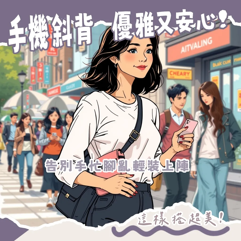 斜背手機小包穿搭指南,展現解放雙手、時尚百搭的隨身小包,包含多隔層與可調式背帶設計。