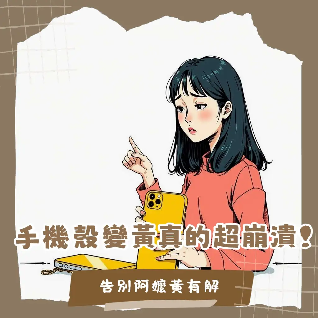 一款晶透的抗黃手機殼保護著手機,展示透明殼的抗黃技術與實用功能。