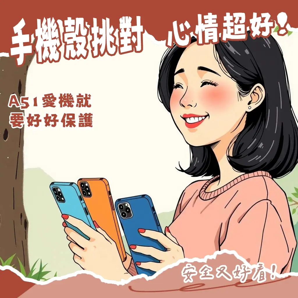 三星Galaxy A51手機殼選購指南，涵蓋空壓殼、TPU軟殼、翻蓋皮套等高CP值防摔保護殼種類與挑選細節。