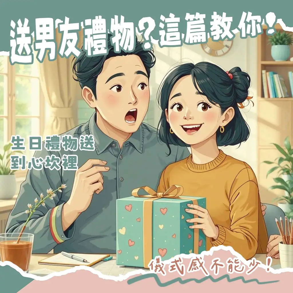 男朋友生日禮物挑選指南，涵蓋實用3C、個人護理、潮流穿搭與客製化禮物建議。
