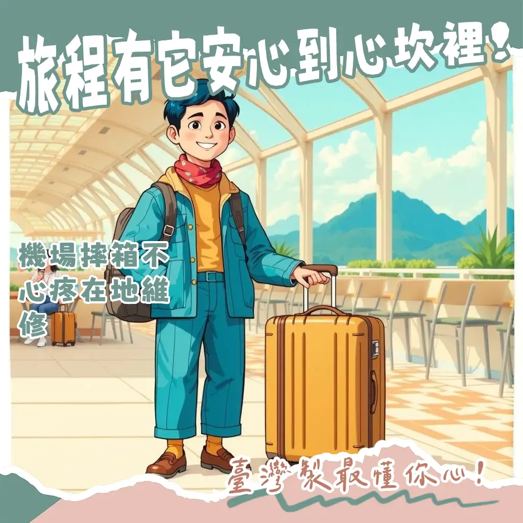 台灣製行李箱推薦指南，展示萬國通路與戰車牌行李箱，強調MIT品質與堅固耐用。